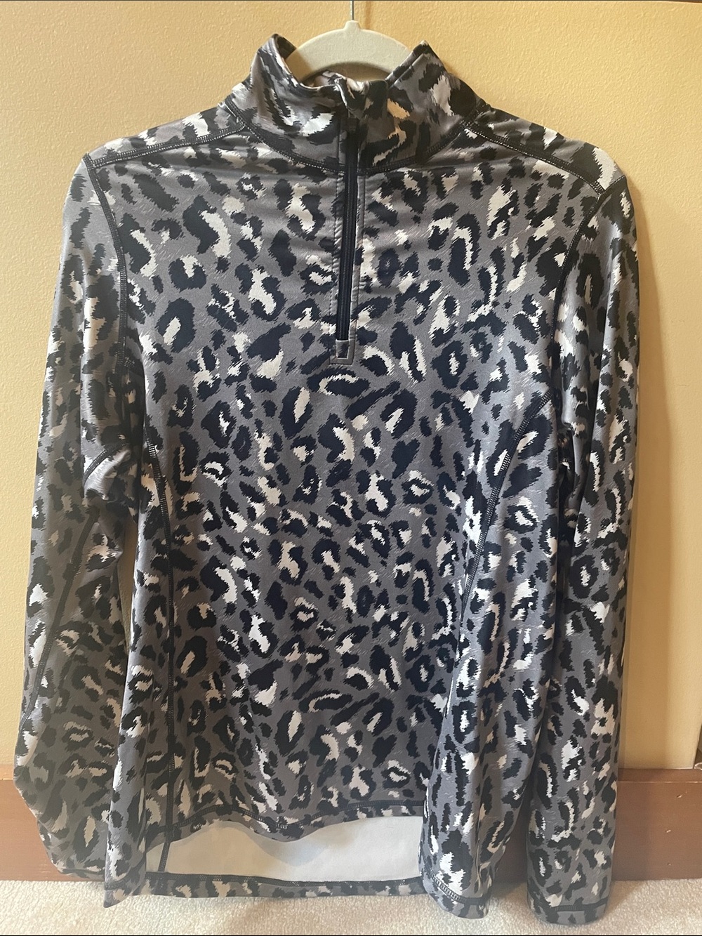 Women’s Gray Leopard Print Quarter-Zip Sweater
